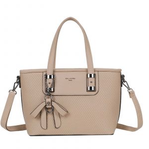 Sac Cabas pour Femme Texturé Embossé à Effet Tressé avec Nœud et Bandoulière Gallantry Taupe