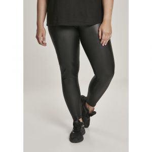Urban classics Leggings taille haute en similicuir Femme, Noir