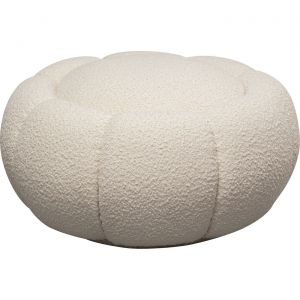 Kare Design Pouf en polyester bouclé blanc