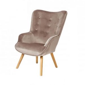 The home deco factory Fauteuil De Salon En Velours Beige Home Deco Factory