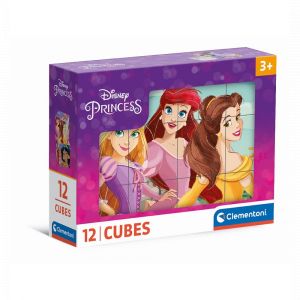 Clementoni Disney Princess 12 Pièces-Cube Supercolor, Puzzle pour Enfants 3-5 Ans, Fabriqué en Italie, 41197, Multicolor