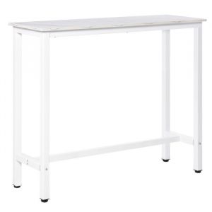 Homcom Table de bar - haute - 120 x 40 x 100 cm - châssis piètement acier, plateau aspect marbre blanc