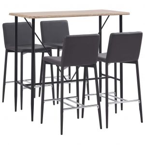 Image de VidaXL Ensemble de Bar 5 pcs Similicuir Gris Modèle 3