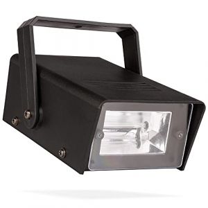 Beamz BMS50 Mini Stroboscope 25W, jeu de lumi&egrave;res, flash lumineux, plafond/mur, livr&eacute; avec &eacute;trier, taux de flash r&eacute;glable, id&eacute;ale pour animer vos f&ecirc;tes d'anniversaire ou pour vos soir&eacute;es