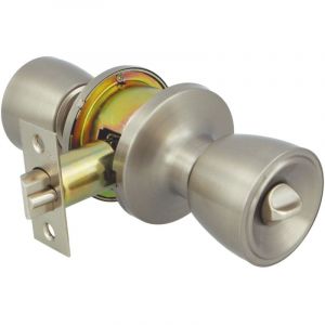 Amig - Poignée de Porte d'Entrée | Ensemble de Poignées en Forme de Coupe | Système Anti-Carte | Laiton | Serrure 60/70mm | Clé et Verrou | Portes en Bois | Serrure à Bec-de-Cane Carré | Chromé Mat