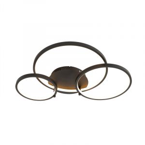 Qazqa Plafonnier intelligent noir 3 lumières avec télécommande - Rondas