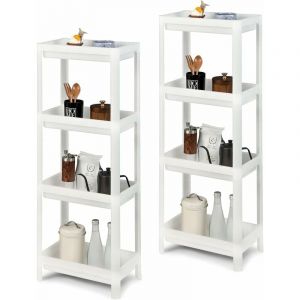 Lot de 2 chariots de cuisine à 4 niveaux blancs 36 x 23 x 99,5 cm