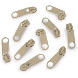 Cyclingcolors 10x Curseur N°5 Non Verrouillable Pour Fermeture Éclair À Glissière Spirale Zipper Tirette Métal Idéal Jupe Vêtement, Brun Naturel
