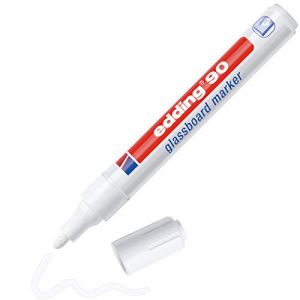 Edding Marqueur pour tableau blanc en verre 90 blanc Degrésuation 2-3 mm pointe ronde EDD (Par 10)