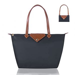 BOJLY Sac à Main Pour Femmes, Sac à bandoulière, Sacs à Main Pour Les Femmes Diamant Sac Fourre-tout en Nylon Dames Shopping Pliant Fourre-tout Plage Sac de Voyage Imperméable Gris