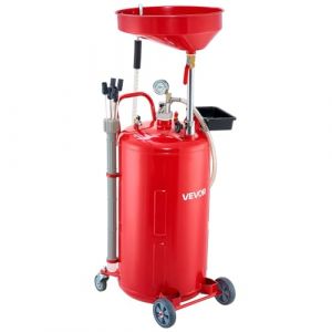 VEVOR R&eacute;servoir de Vidange Huile Usag&eacute;e 79,5 L, Vidangeur Huile Portable Pneumatique avec Entonnoir R&eacute;glable en Hauteur, Roues, Drainage Transfert Carburant pour Ateliers R&eacute;paration Automobile, Rouge