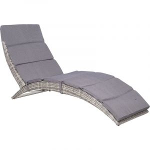 VidaXL Chaise longue de jardin Résine tressée 159x57x76 cm Gris