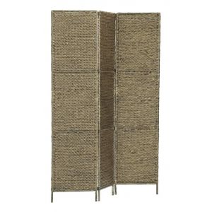 VidaXL Cloison de s&eacute;paration 3 panneaux Brun 116x160 cm Jacinthe d'eau