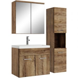 Badplaats - Meuble de salle de bain Montreal 60 cm Chene Marron - Mirroir - Chêne marron