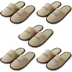 Ogquaton 5 Paires de Pantoufles Non jetables Marron en Peluche Pantoufles à Bout fermé pour hôtel Voyage Spa 29 cm * 11,5 cm durables et utiles (Secret Dream, neuf)