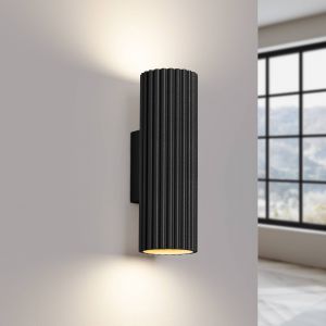 SOLLUX LIGHTING Applique murale carbone, noir, hauteur 20 cm, aluminium, à 2 lampes.