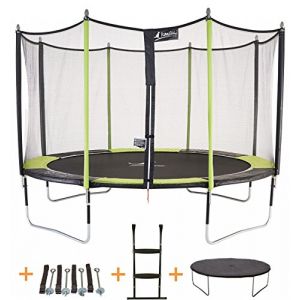 Kangui Trampoline de jardin 426 cm + filet de sécurité + échelle + bâche de protection + kit d'ancrage Jumpi Pop 430