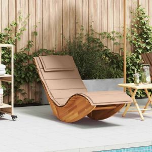 VidaXL Chaise Longue &Agrave; Bascule Avec Coussin En Bois Massif D'acacia