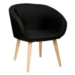 Image de NYM Fauteuil Chaise en tissu noir Style scandinave L 67 x l 60 x H 75 cm