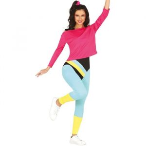 FIESTAS GUIRCA | Costume de Gimnasta des Ann&eacute;es '80 pour Femme (42-44/L) - T-shirt et Combinaison - Costumes de Sport et R&eacute;tro pour F&ecirc;tes D&eacute;guis&eacute;es, Halloween et Carnaval - Id&eacute;al pour Adultes