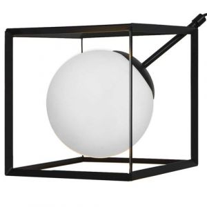 Sampa Lampe &agrave; poser Tokyo m&eacute;tal noir verre satin&eacute; compatible LED