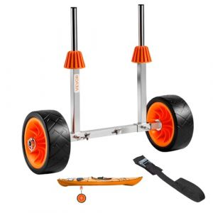 VEVOR Chariot de Kayak, Capacit&eacute; de Charge 113 kg, Chariot de Transport Paddle, avec Pneus en Caoutchouc Plein 19 cm, Pieds de Support, Sangle d'Arrimage, pour Transport de Kayaks, Cano&euml;s, Paddles