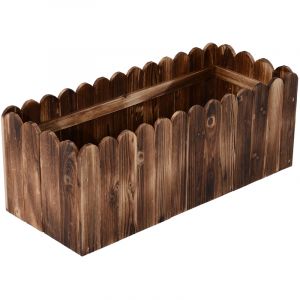 Outsunny Bac à fleurs jardinière rectangulaire avec fond extrémités supérieures lattes arrondies bois de sapin 80 x 33 x 30 cm neuf 06