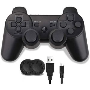 Image de Contrôleur Ps3 Joystick, Manette De Jeu Sans Fil Pour Ps3 Remplacement Pour Manette Ps3, Double Vibration (Noir).