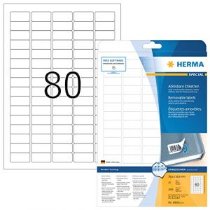 Herma 10003 Étiquettes movables/amovibles 35,6 x 16,9 A4 2000 pièces Blanc