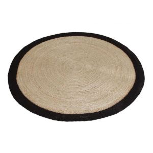 Aubry Gaspard Tapis rond jute naturelle avec bords noirs Diam&egrave;tre 120cm
