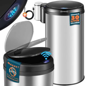 Monzana Sensor Poubelle Argent Acier inoxydable 30 litres
