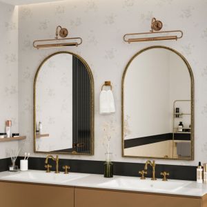 Hauss Spole - Miroirs de salle de bain simples, miroir mural vintage, adapté à la salle de bain, à la chambre à coucher, au salon, arqué, doré