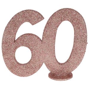 Ruedelafete CHIFFRE Anniversaire Vertical déco, 60 pailleté Rose Gold