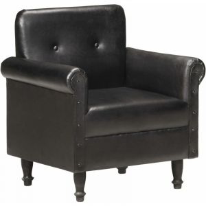 VidaXL Zqyrlar - Fauteuil Noir Cuir v&eacute;ritable