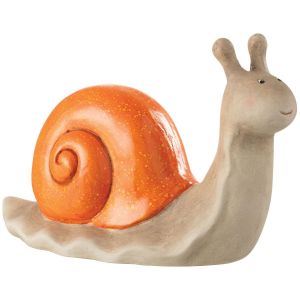 Jolipa Figurine escargot de jardin beige &agrave; coquille orange