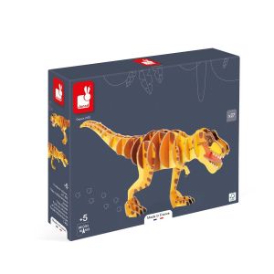 Janod Gamme dino - puzzle volume t-rex - 27 pièces - jeu de construction - développe la concentration - jouet en carton fsctm