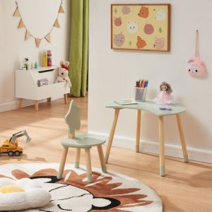 Bureau pour enfant avec chaise Lallega vert menthe naturel [en.casa]