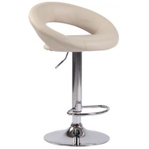 CLP Tabouret de bar Olinda en similicuir beige Métal chromé
