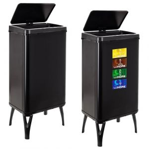 WELL HOME MOBILIARIO & DECORACIÓN 2 poubelles intelligentes de 50 l c/u, hauteur : 83,5 (x 35,5 x 26), noir avec étiquettes magnétiques