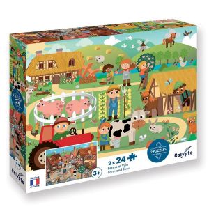 Sentosphère Puzzle 2 x 24p Ferme et Ville