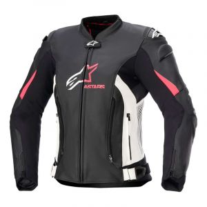 Alpinestars Blouson cuir femme Stella GP Plus V4 black/white/diva pink