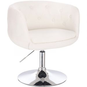 Image de Panama Chaise Lounge Rétro Fauteuil Cocktail Blanc Similicuir Pied à disque Chaise de Bar - Svita