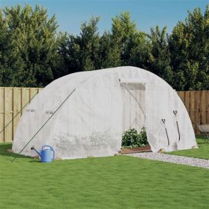 VidaXL Serre avec cadre en acier blanc 10 m&sup2; 5x2x2,3 m