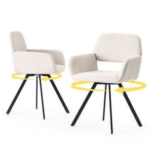 Bureau design blanc avec pieds dorés et 3 tiroirs