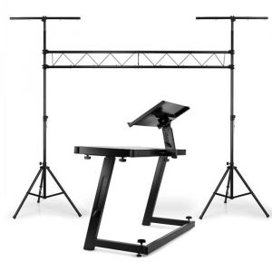 Ibiza Light Portique Pont 3M de hauteur pour jeux de lumières SONO DJ + Support POUR TABLES DE MIXAGE, PLATINES, CONTRÔLEURS, PC