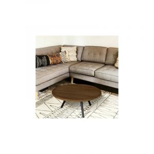 M-s - Table basse ronde 75 cm en teck recyclé et métal - appoline