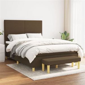 VidaXL 3137000 Lit à sommier tapissier avec matelas Marron foncé 140x200 cm