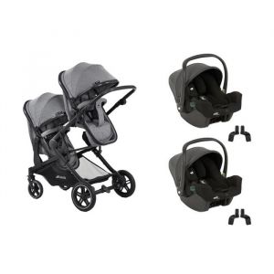 HAUCK - Poussette jumeaux Atlantic Twin Grey + 2 I-snug 2 Shale