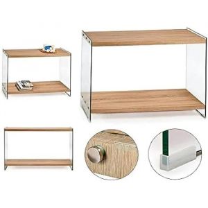 Hall Brown Transparent Glass MDF Wood 40 x 76 x 120 cm