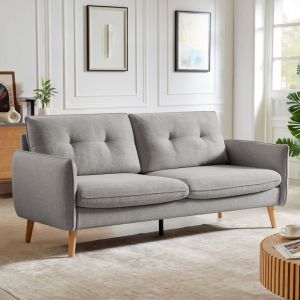Sicaan - Canapé 3 places scandinave chloé tissu gris clair